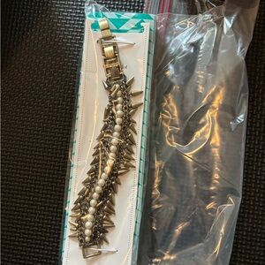 Stella & Dot Gold Spike Bracelet with Pearls